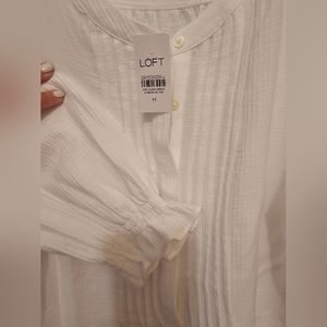 Loft Henley Style White top Size M